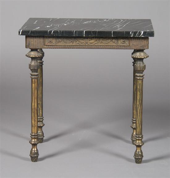 Appraisal: A Neoclassical Brass and Marble Low Table Height x width