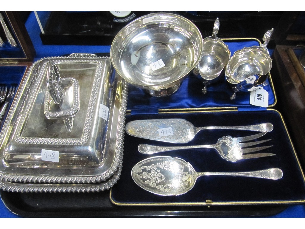 Appraisal: Tray lot of EP - entree dish sauceboats servers etc