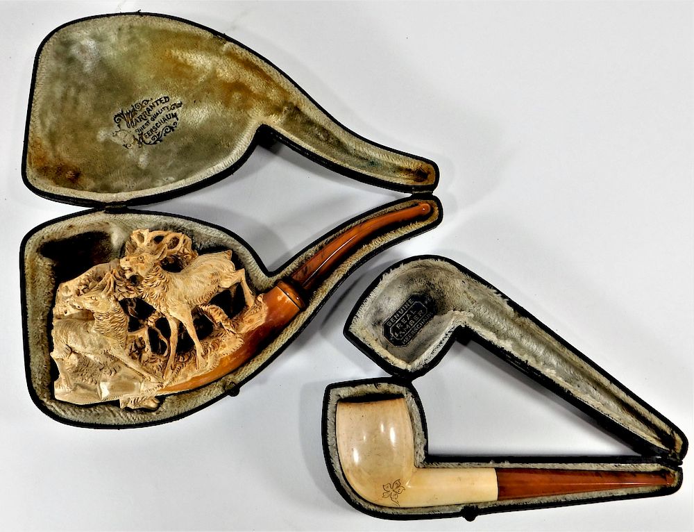 Appraisal: PC Antique Meerschaum Pipe Estate Group Turkey Circa Group includes