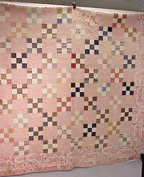 Appraisal: Late th C pierced cotton patchwork quilt with extensive hand