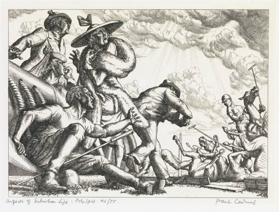 Appraisal: PAUL CADMUS Polo Spill Etching x mm x inches full