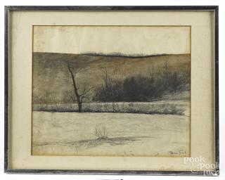 Appraisal: James Lynch American - pencil landscape signed lower right the