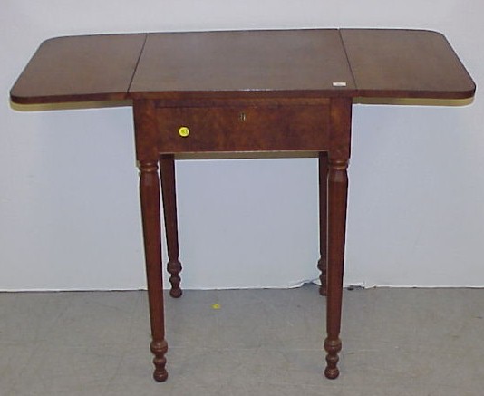 Appraisal: American Sheraton drop-leaf side table c single drawer octagonal tapered