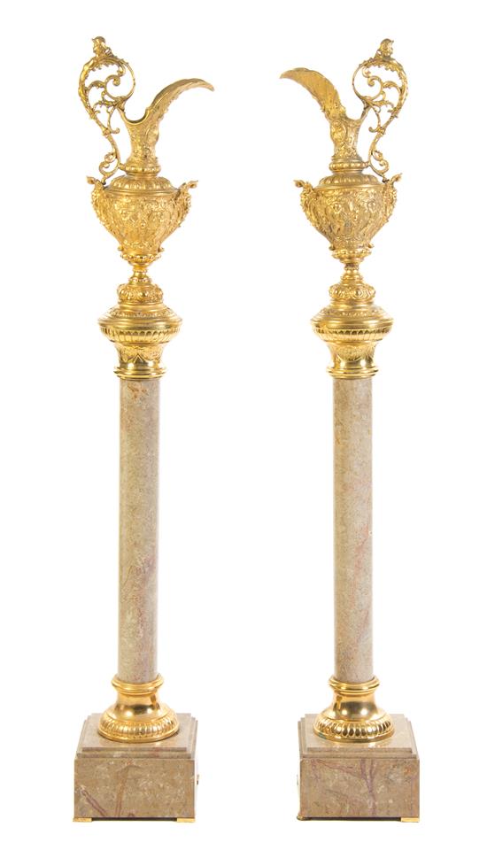 Appraisal: Sale Lot A Pair of Neoclassical Gilt Metal Ewers on