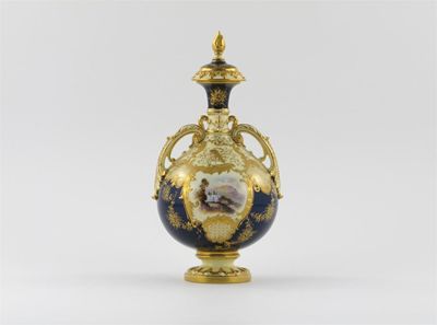 Appraisal: A Coalport vase and cover painted with a small vignette