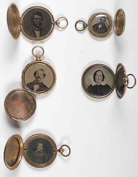 Appraisal: Daguerreian Jewelry Small Group of Photographic Lockets Lot of rolled