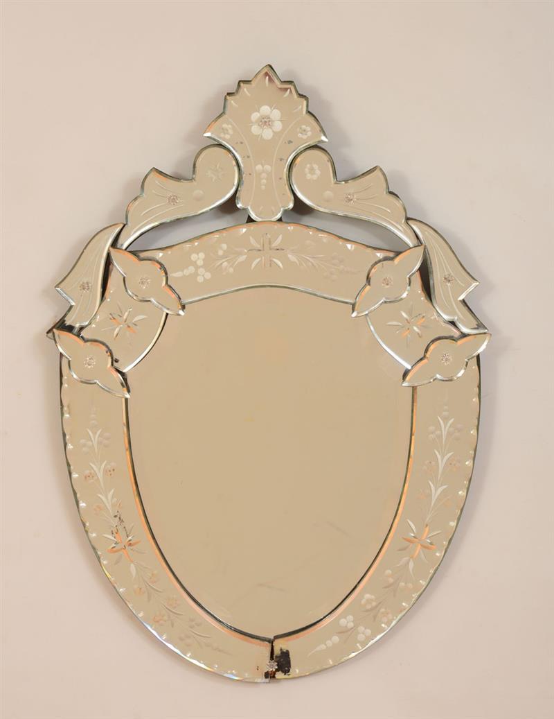 Appraisal: Venetian Etched Glass Mirror x x in Estimate -