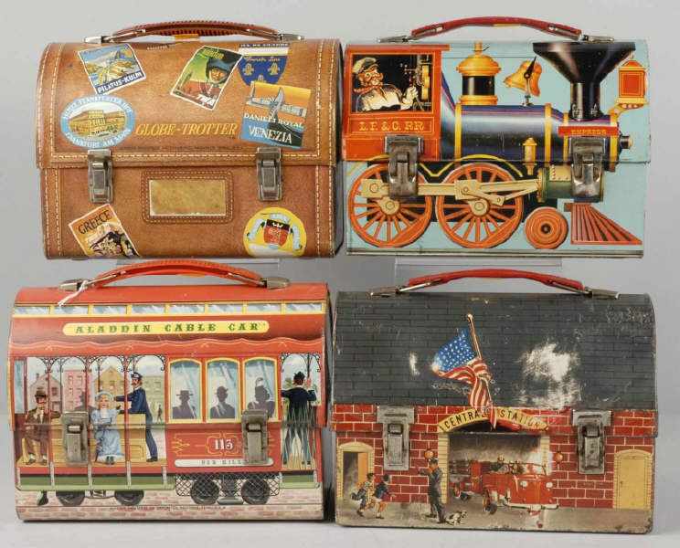 Appraisal: Lot of Metal Dome-Top Lunchboxes Description Includes a Cable Car