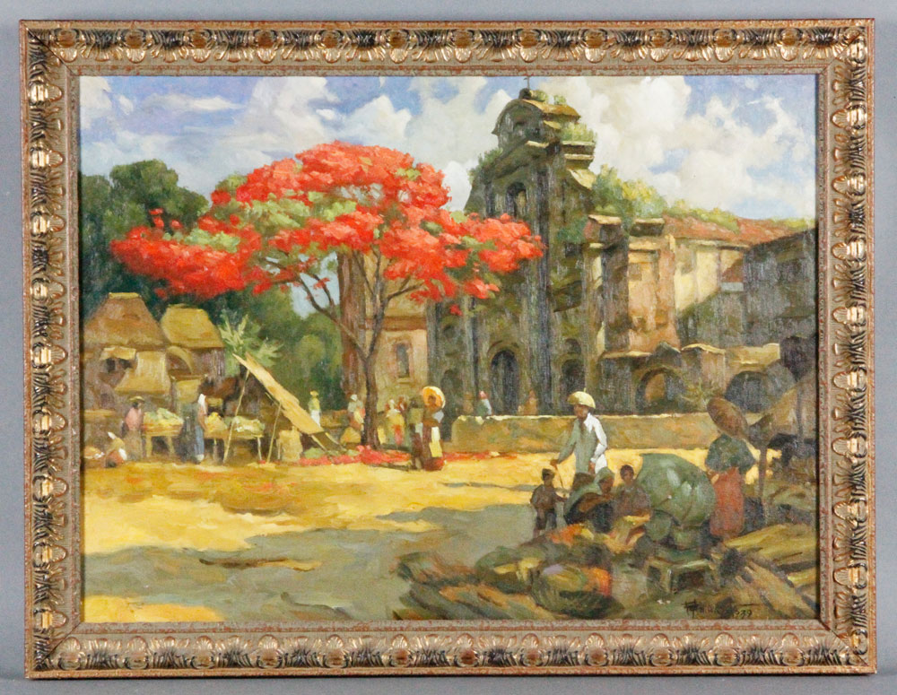 Appraisal: - Amorsolo Marketplace Scene O C Fernando Amorsolo Philippines -