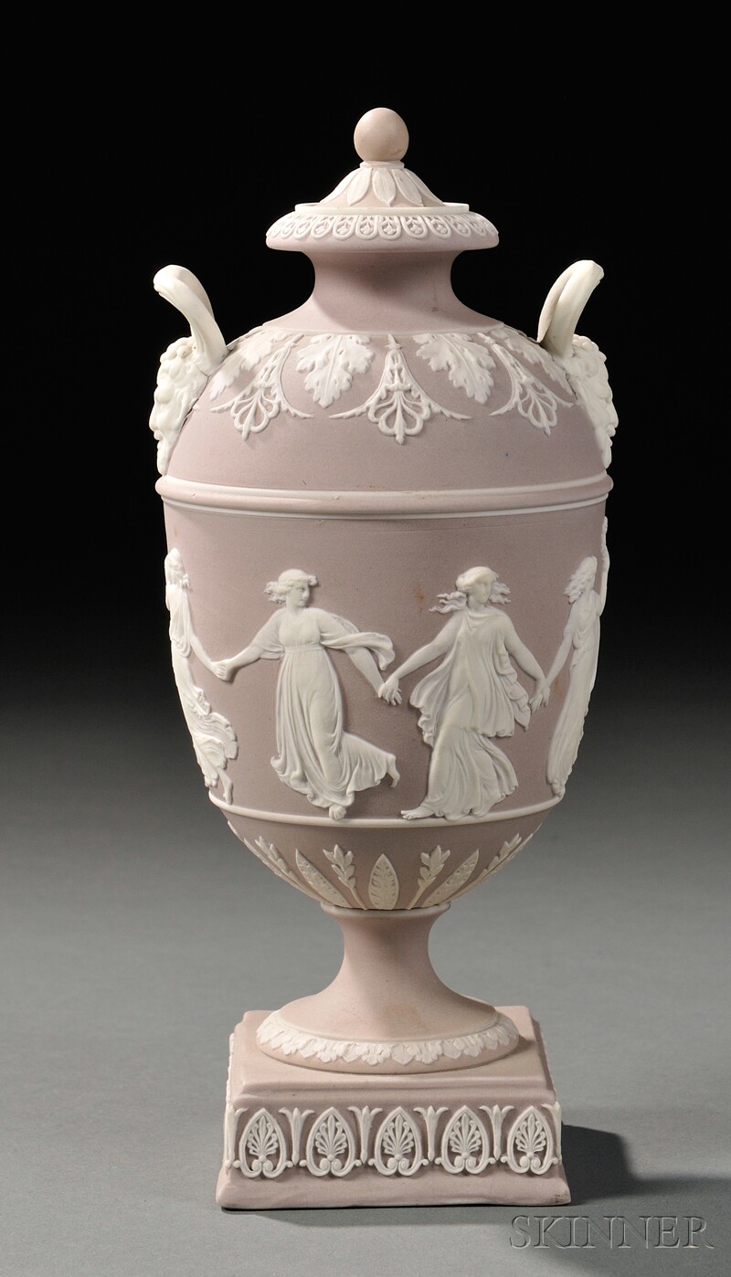 Appraisal: Wedgwood Lilac Jasper Dip Vase and Cover England early th