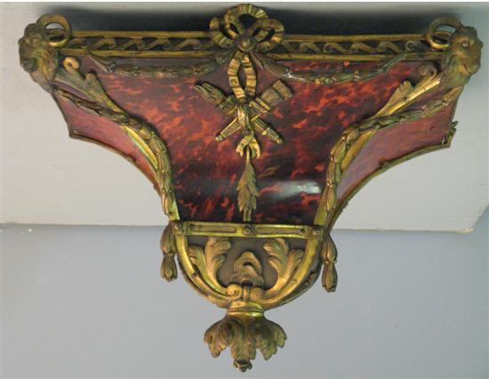 Appraisal: th century French gilt metal and tortoiseshell clock bracket with