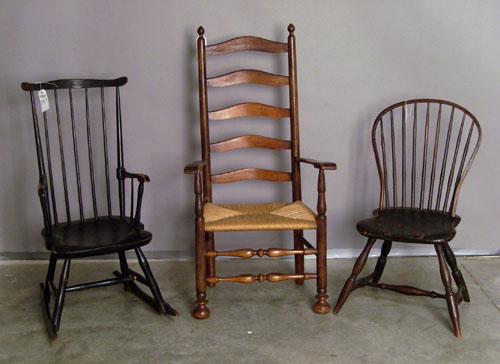 Appraisal: Five-slat ladderback armchair th c together with a bowback windsor