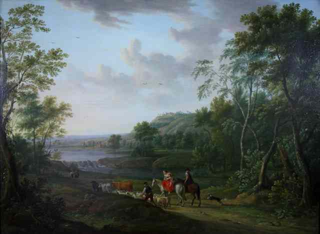 Appraisal: Jans Frans BescheyTRAVELLERS IN AN ITALIANATE LANDSCAPEsignedoil on panel cm