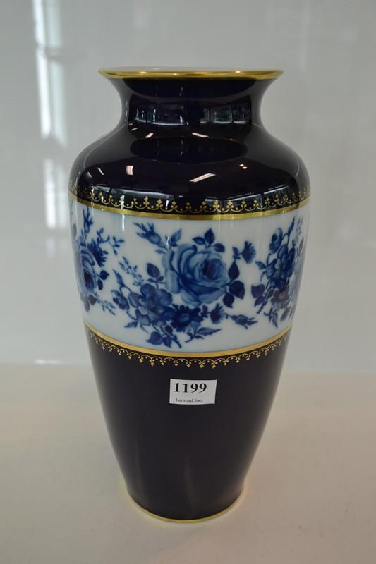 Appraisal: BAVARIA PORCELAIN VASE BLUE GROUND WITH A FLORAL BAND