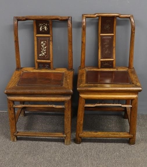 Appraisal: Two similar Asian side chairs tallest h x w x