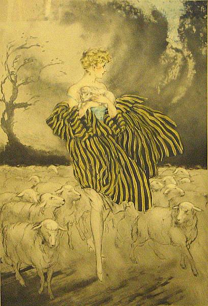 Appraisal: Louis Icart Little Bo Peep H C amp I Etching