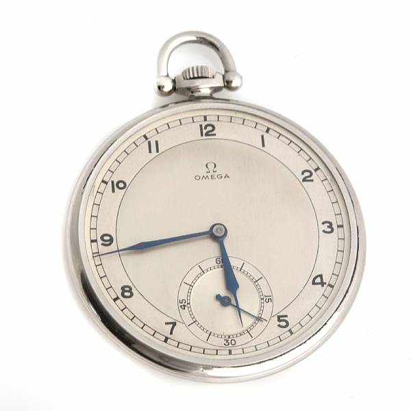 Appraisal: Omega An unusual staybrite steel open face pocket watch s