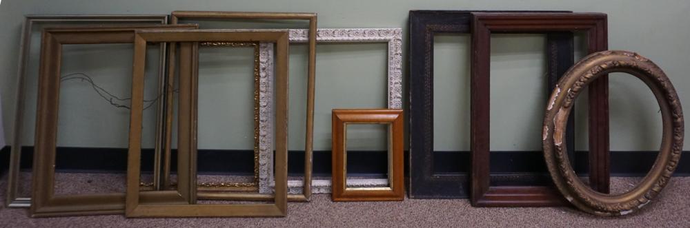 Appraisal: GROUP OF NINE WOOD FRAMES LARGEST X IN X CM