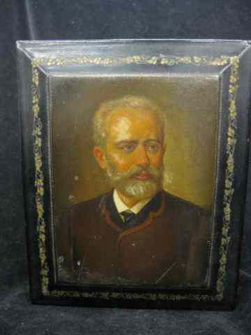 Appraisal: Russian Lacquerware Boxwith portrait of Tschaikovsky nice early box ''