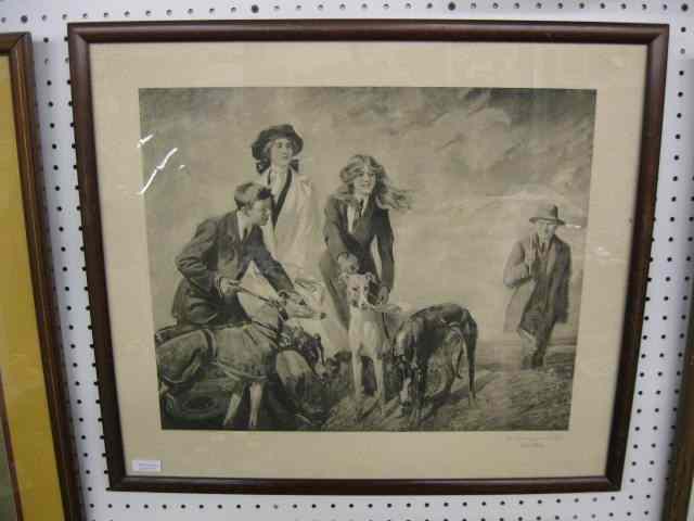 Appraisal: Frederick Whiting Engraving ''The Springtime ofLife'' family with dogs ''