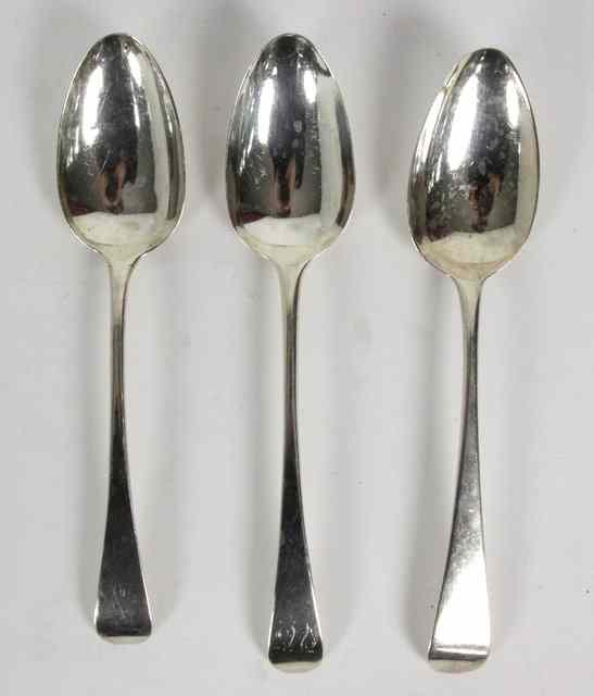 Appraisal: Three old English pattern silver table spoons various dates and