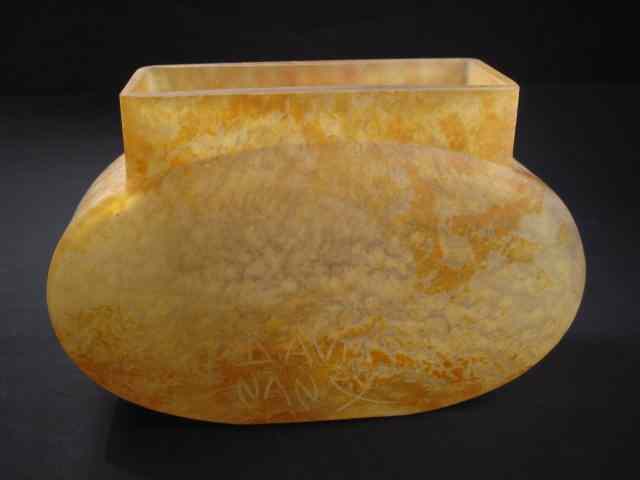 Appraisal: A soft golden amber acid washed art glass Pillow vase