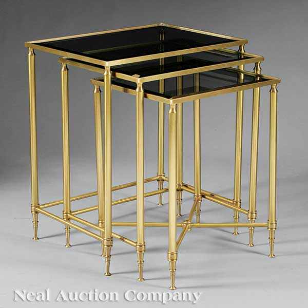 Appraisal: A Nest of Contemporary Brass and Beveled Glass Tables height