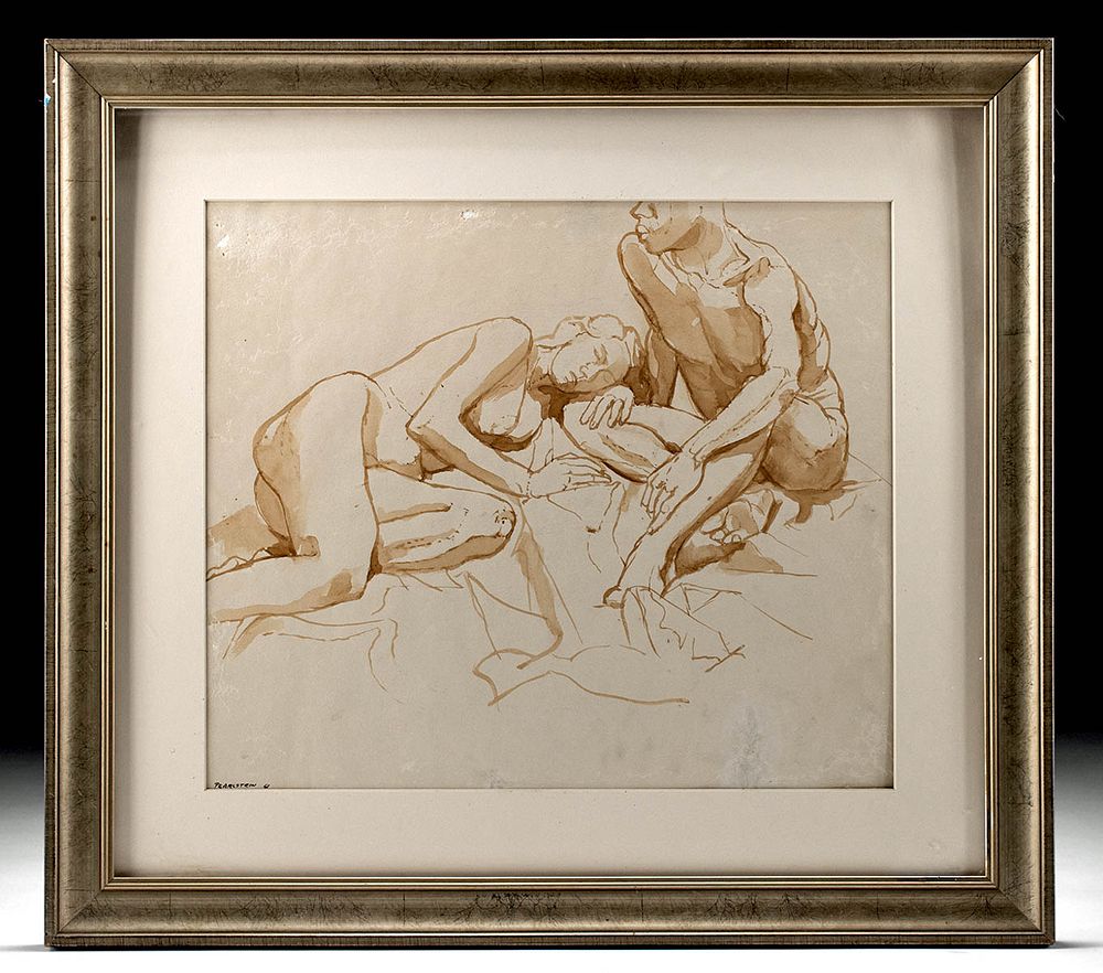 Appraisal: Signed Philip Pearlstein Watercolor - Nudes Originally Listed At Philip