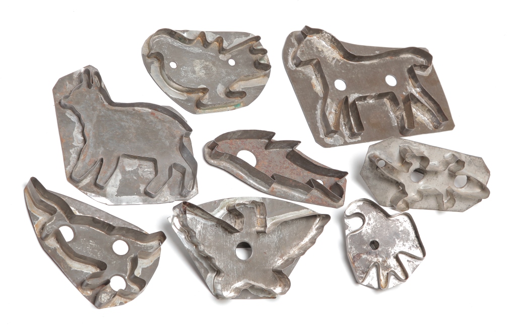 Appraisal: EIGHT TIN COOKIE CUTTERS First half th century Various animals