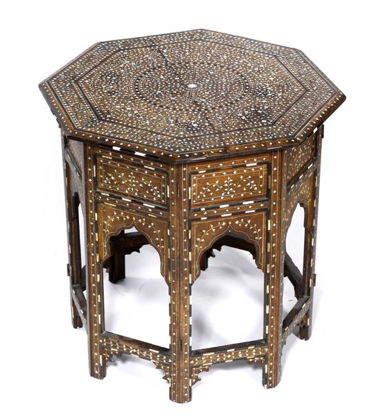 Appraisal: A SIDE TABLE oriental th c Richly inlaid hardwood with