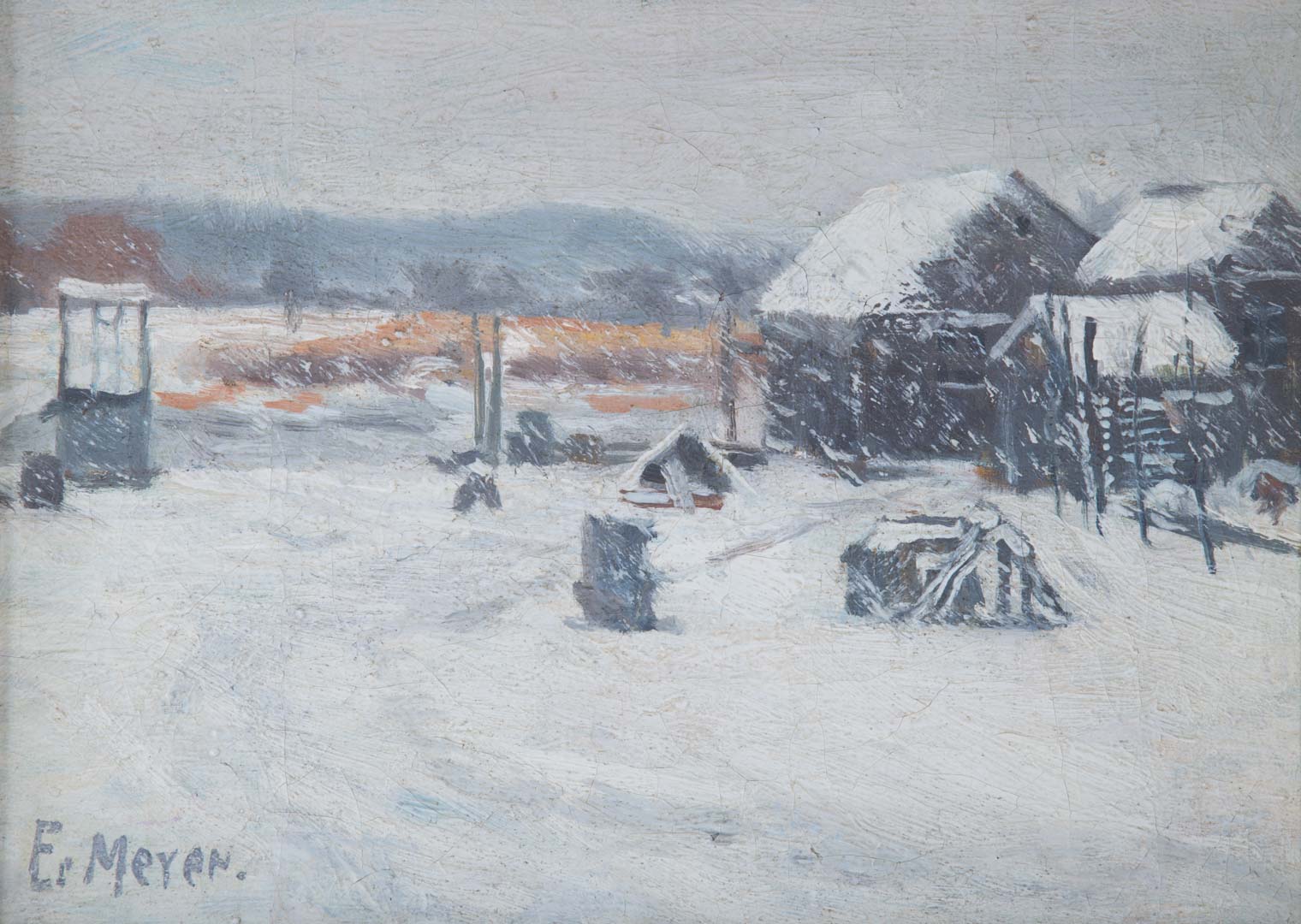 Appraisal: Ernest Meyer Winter Scene oil on canvas Ernest Frederick Meyer