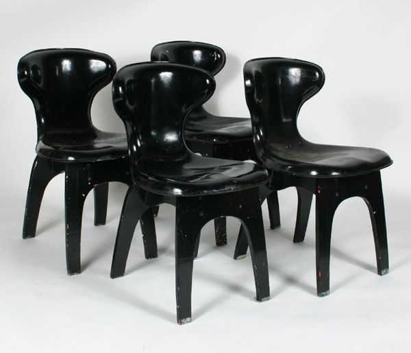 Appraisal: Set of four Modern molded fiberglass plywood chairs one piece