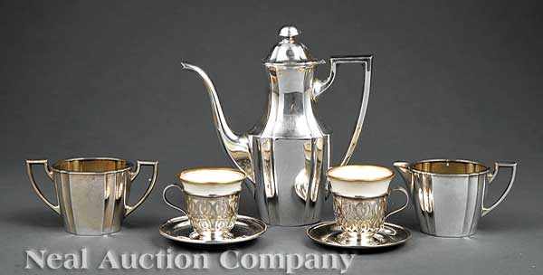 Appraisal: An American Sterling Silver Demitasse Set comprised of coffee pot