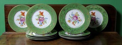 Appraisal: TEN BOHEMIAN GILT AND POLYCHROME PORCELAIN DINNER PLATES Each plate