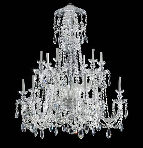 Appraisal: A Regency style glass and silvered metal eighteen light chandelier