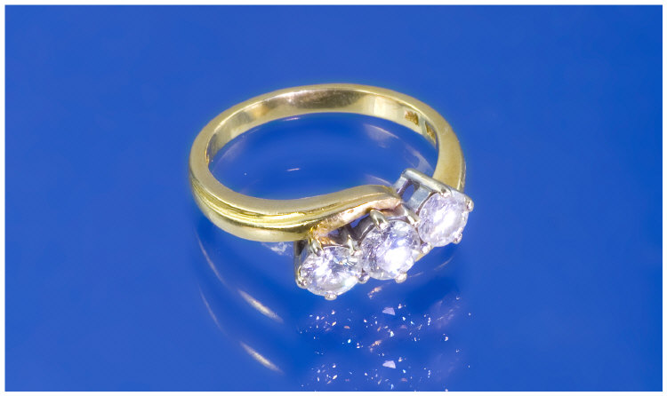 Appraisal: ct Gold Three Stone Diamond Ring Round Brilliant Cut Diamonds