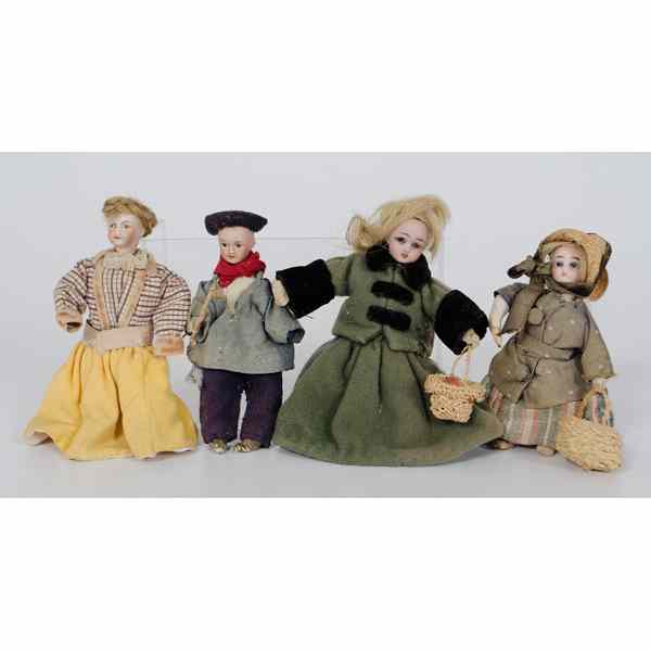 Appraisal: Miniature German Bisque Dolls Germany An assembled group of hand-painted