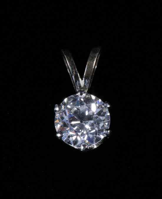 Appraisal: K WHITE GOLD AND DIAMOND PENDANT Old European cut diamond