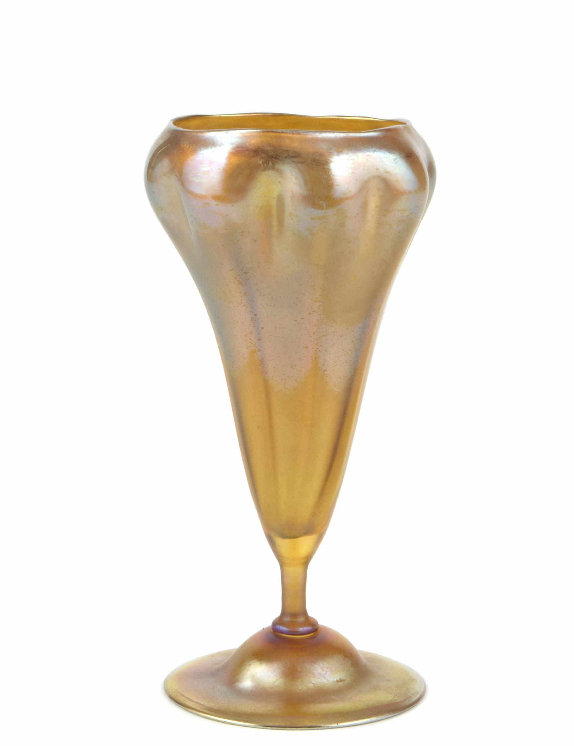 Appraisal: A Tiffany Studios Favrile glass floriform vase circa inscribed L