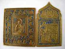 Appraisal: Two enamelled brass Russian icons