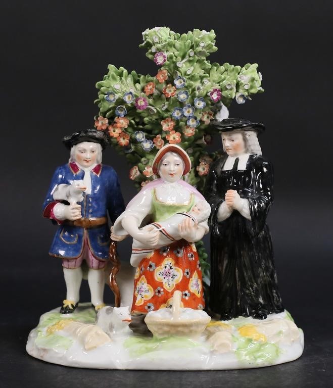 Appraisal: CHELSEA PORCELAIN FIGURE GROUP THE TITHE PIGPorcelain figure group The