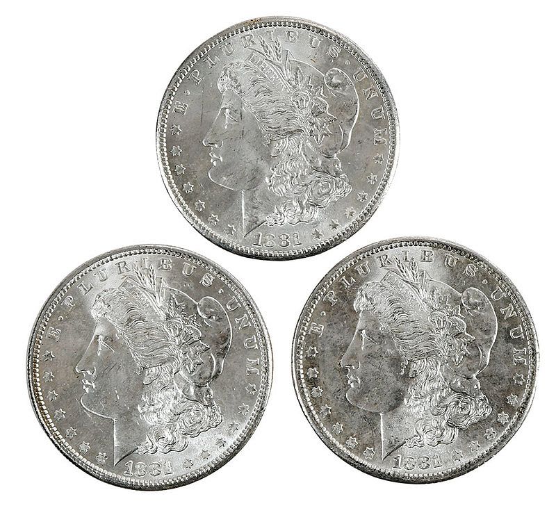 Appraisal: Ten Uncirculated -S Silver Morgan Dollars San Francisco issue Provenance