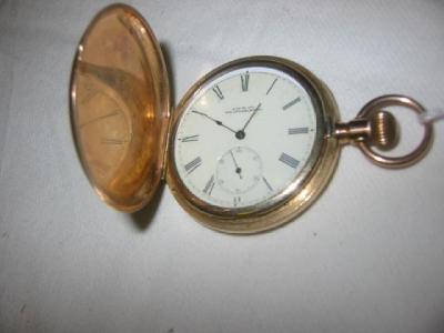 Appraisal: A CT GOLD FULL HUNTER POCKET WATCH by Waltham the