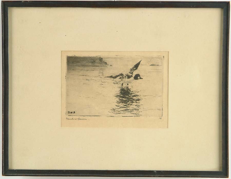 Appraisal: FRANK WESTON BENSON American - APPROACHING DUCK Drypoint on paper