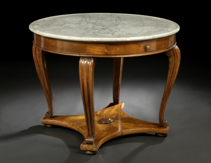 Appraisal: Charles X Mahogany and Marble-Top Center Table second quarter th