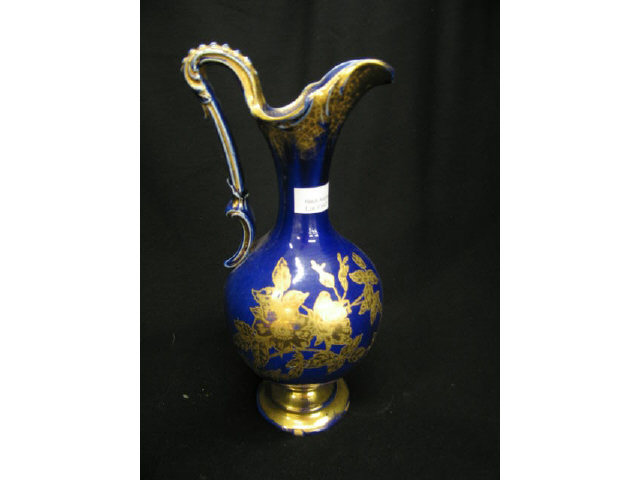 Appraisal: Victorian Ironstone Ewer gold floral on cobalt