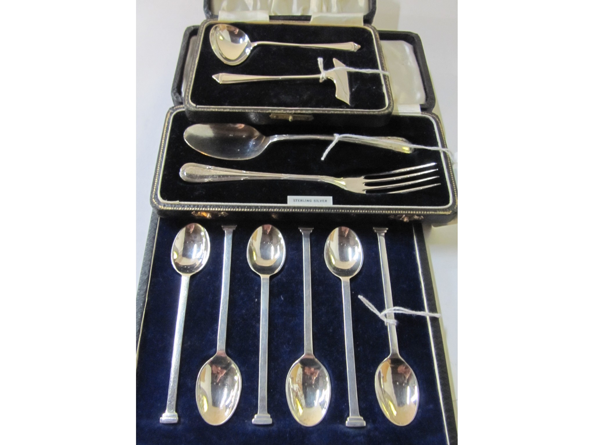 Appraisal: A lot comprising a cased set of six silver coffee