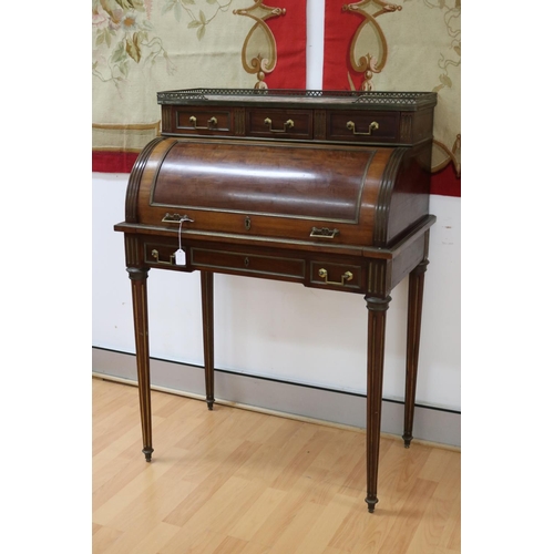 Appraisal: Antique French Louis XVI cylinder bureau approx cm H x