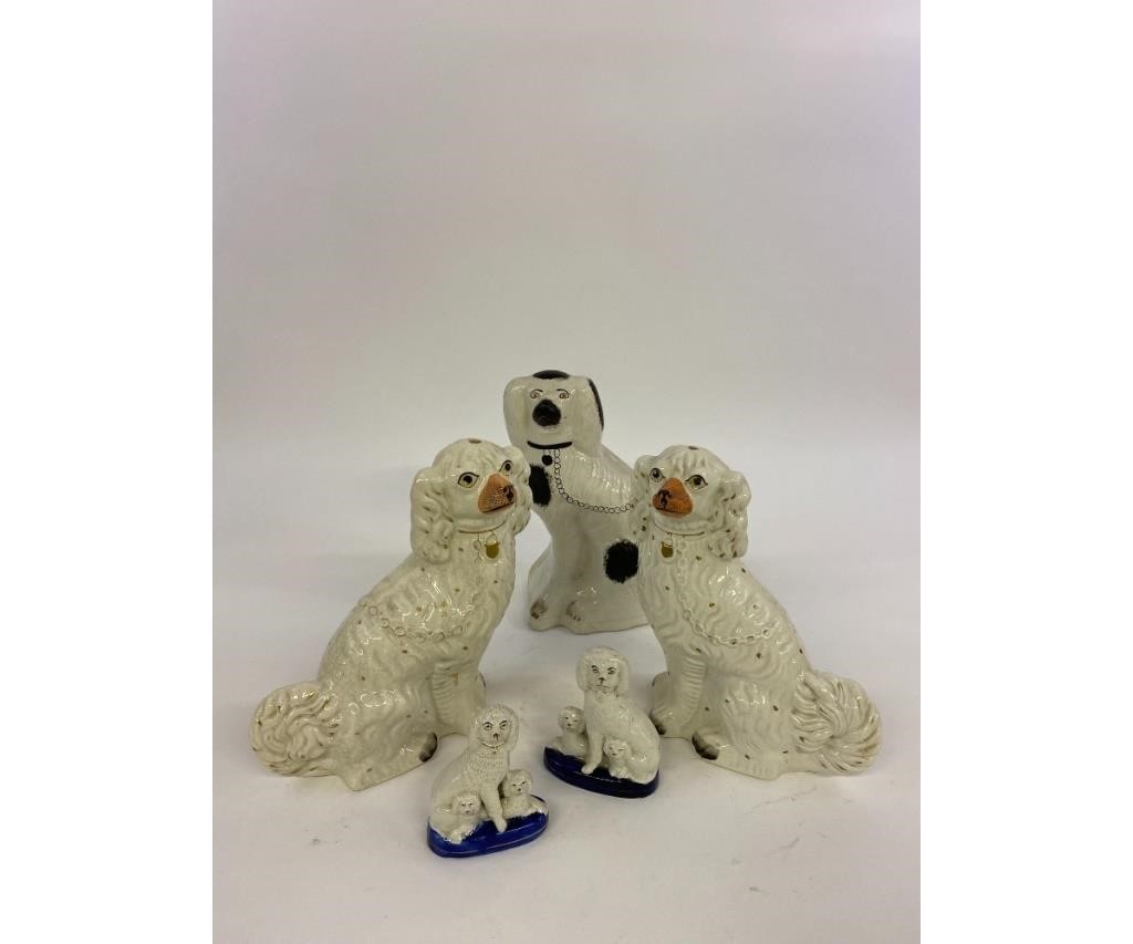 Appraisal: Small pair of Staffordshire poodles h together with large spaniels