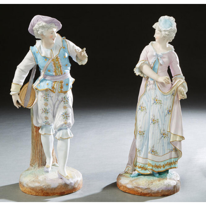 Appraisal: Pair of Large Continental Polychromed Bisque Figures th c of